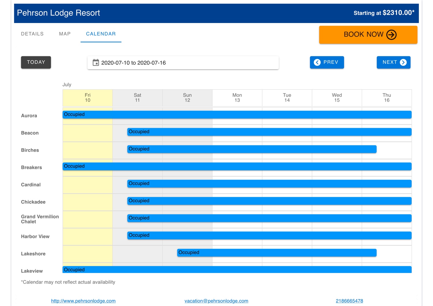 Association Calendar Availability